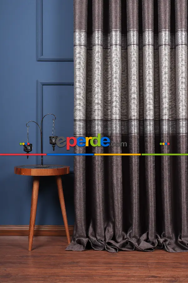 Yatak Odası Fon Perde - Füme - Gümüş Pano Fon Perde