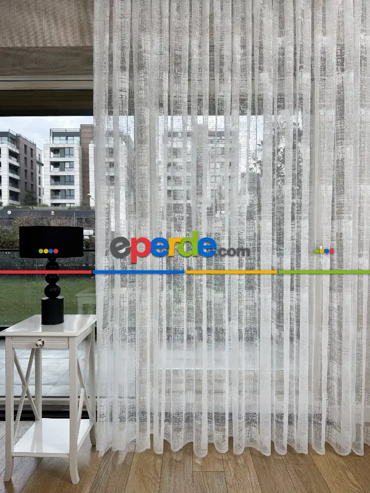 Desenli Fransız Dantel Örme Tül Perde, Desenli Ütü İstemeyen Tül