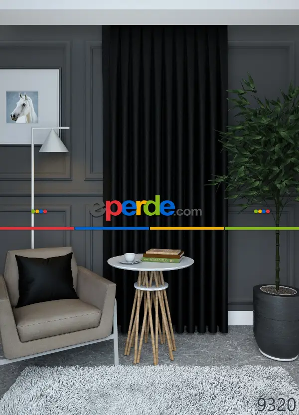 Düz Siyah Fon Perde Dökümlü 843