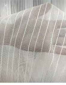 Yeni Sezon Simli Çizgili Tül Perde- Ekru - Kurşunlu Tül