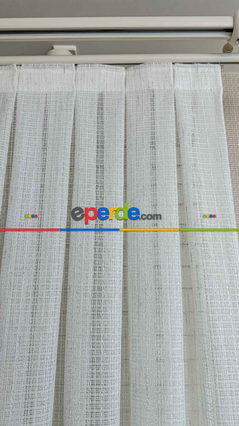Ekru Özel Dokuma, Özel İplik Keten Düz Tül Perde - Ağır Gramajlı Premium