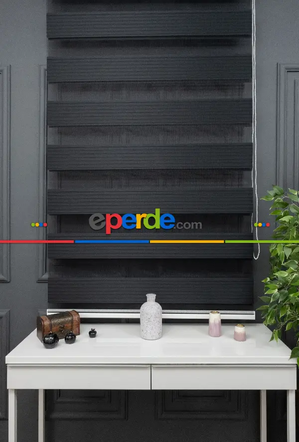 Siyah Zebra Perde, Pileli Plise Model