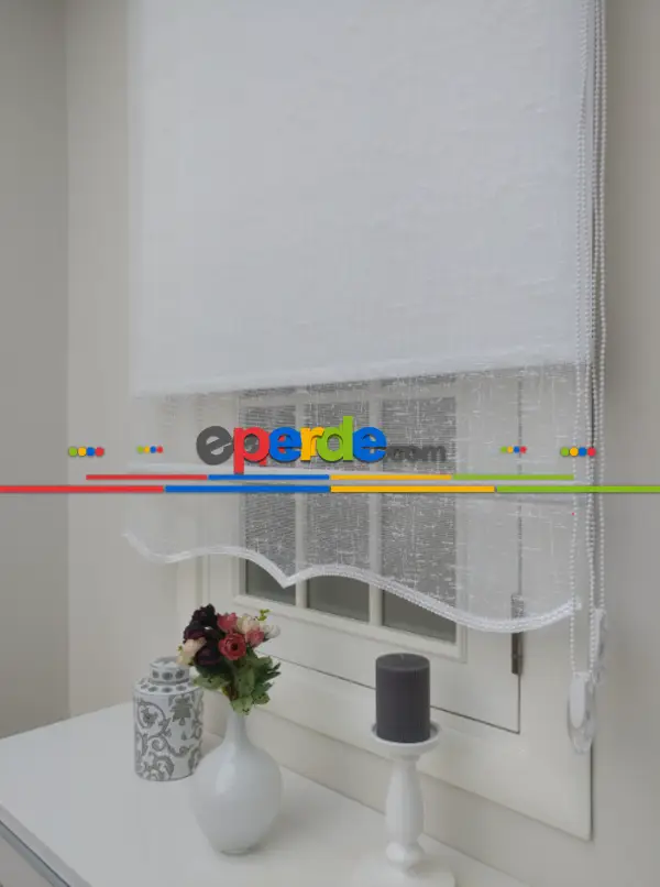 Çiftli Sistem Tül Ve Stor Perde Bdz ( 819 )- Beyaz