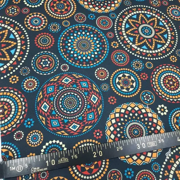 Etnik Desenli Fon Perde Evm607 Kumaşı Kalındır Duck Bezi Değildir- Lacivert-Mavi-Kırmızı-Sarı-Beyaz-Çok Renkli