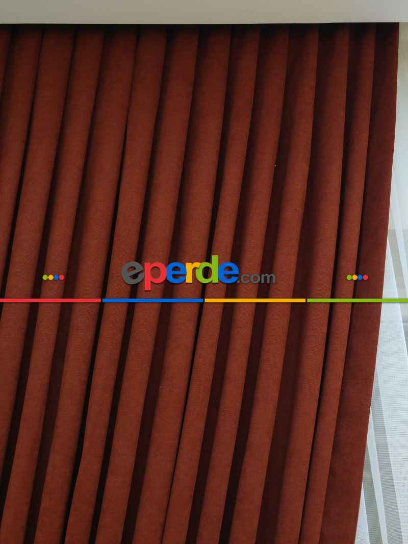 Kırmızı Koyu Rengi Düz Fon Perde Dökümlü Birinci Kalite 300 Cm Geniş En Daha Hesaplı- Kırmızı Koyu