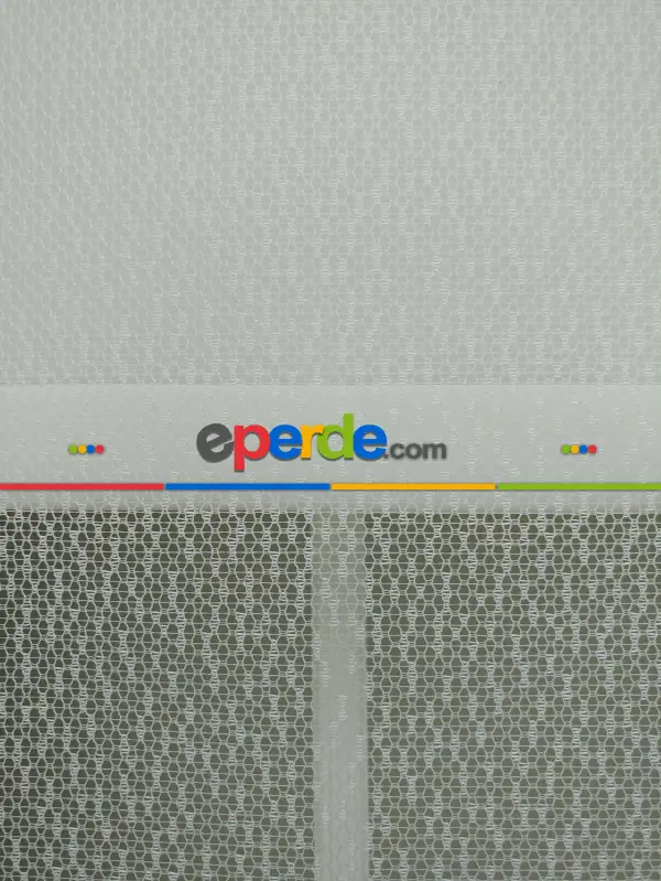 Jakar Örme Tül- Ekru Çiftli Sistem Dantel Desenli Perde- Ekru