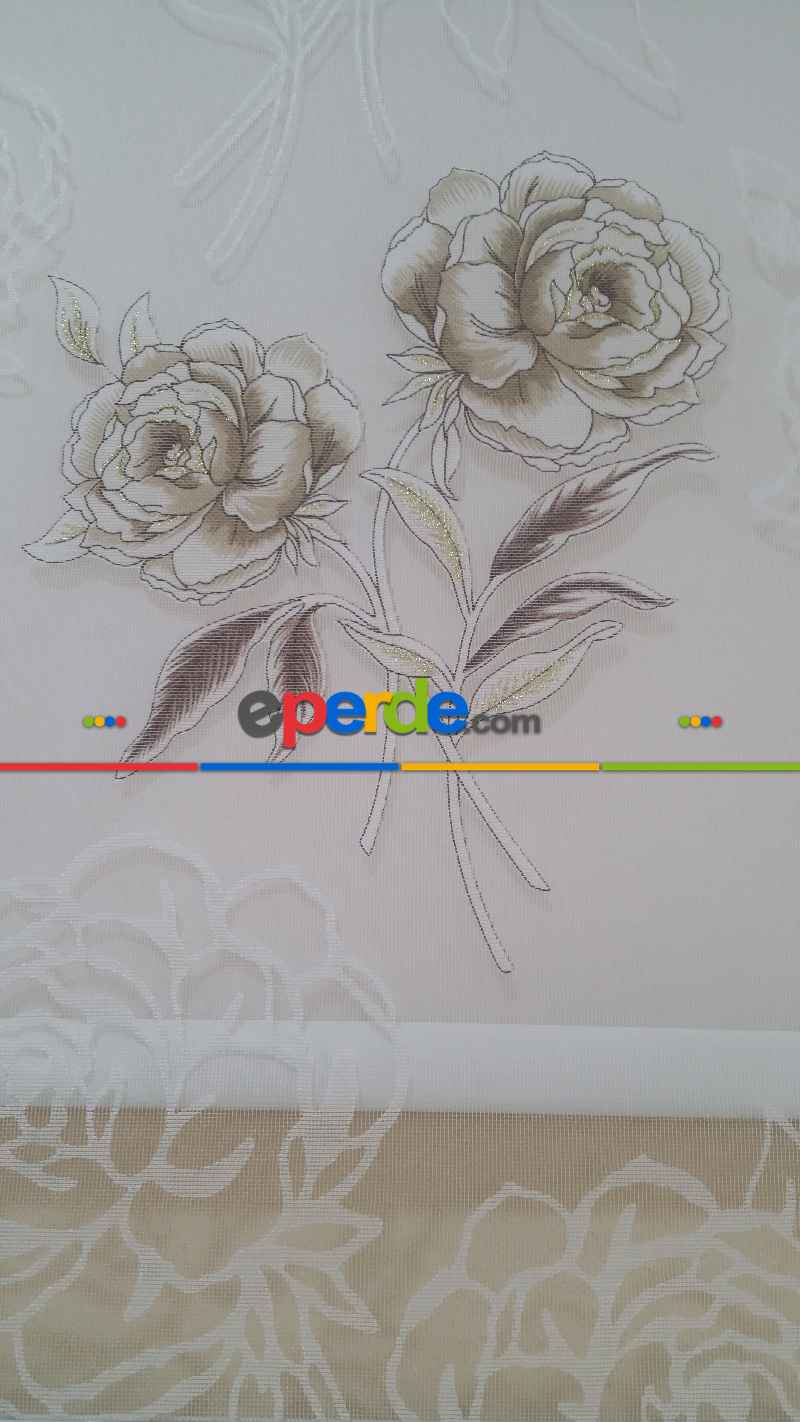 Mutfak Tül Stor Perde - Çiftli Sistem- Kahverengi