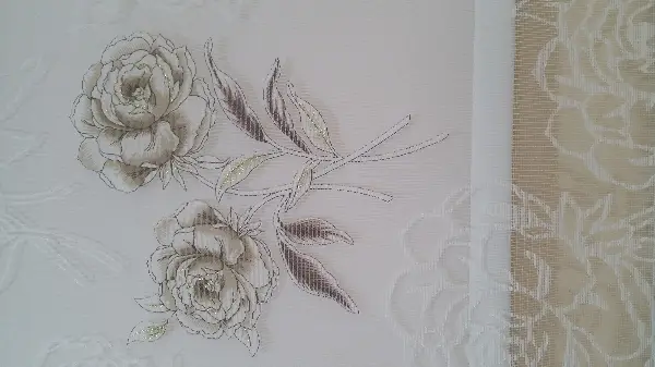 Çiftli Sistem Yakma Zemin Kahverengi Gül Desen- Kahverengi-kahve Açık-altın Simli- Çok Renkli 3