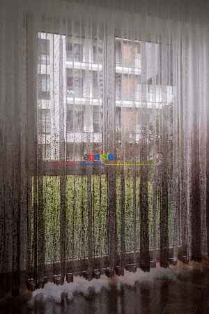 Hazır Ölçülü Modern Koyu Kahverengi Desenli Degrade Geçişli Yüksek Kalite Örme Tül Perde