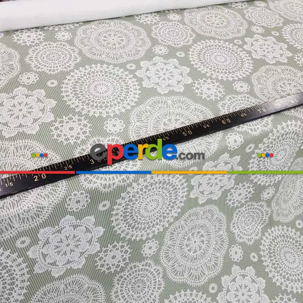Yatak Odası - Dantel Desenli Fon Perde Evm1099 Kumaşı Kalındır Duck Bezi Değildir- Beyaz
