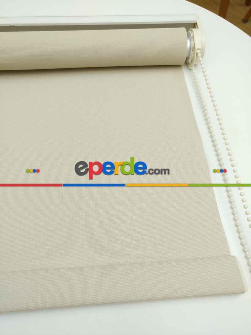 Oturma Odası Stor Perde - Stor Perde Panama Mat Serisi (pvc Kaplama) Kalın Dokulu- Bej