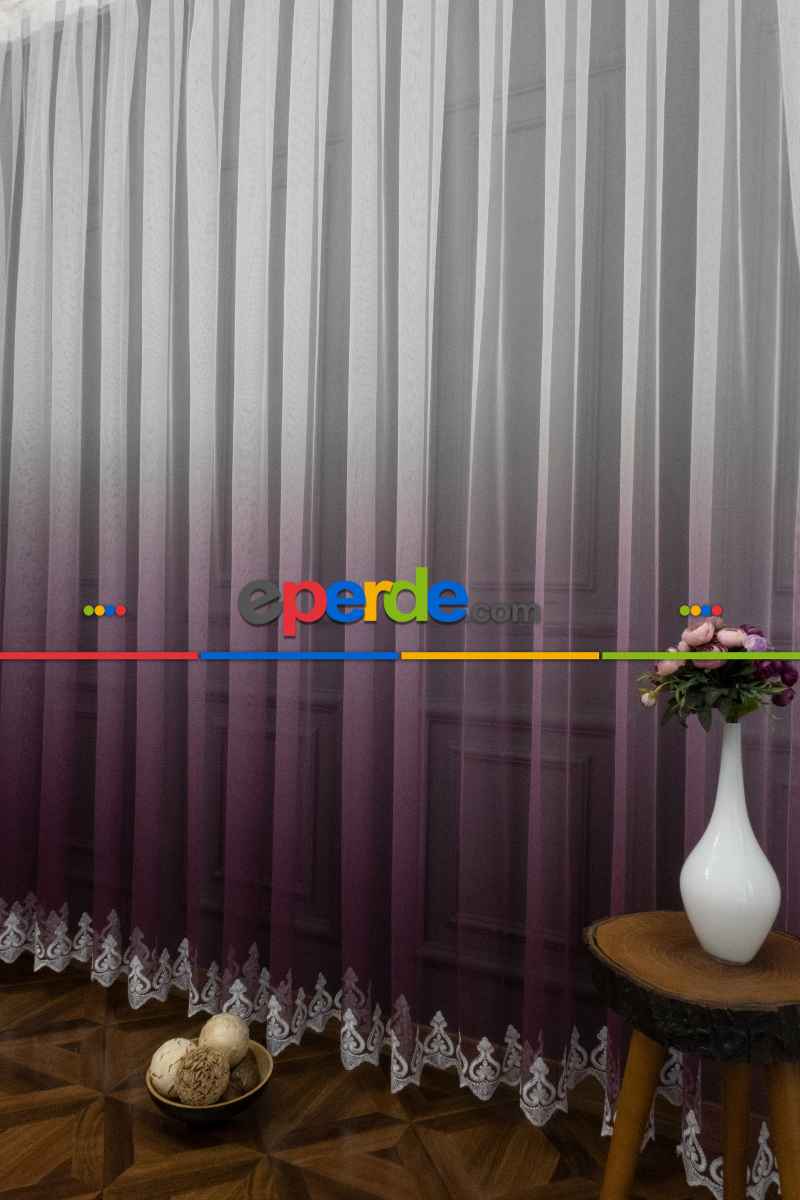 Degrade Geçişli Etek Nakışlı Model Tasarım Grek Tül Perde