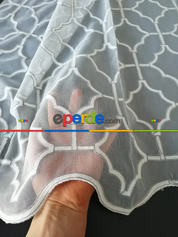 Neva Mozaik Fantazi Brode Tül Perde - Gri