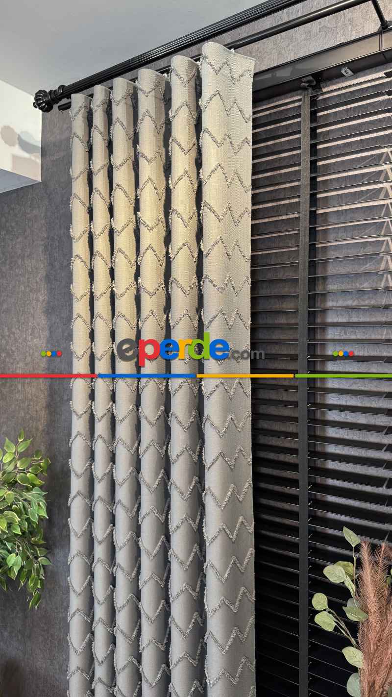 Gri Jakar Dokuma Fon Perde