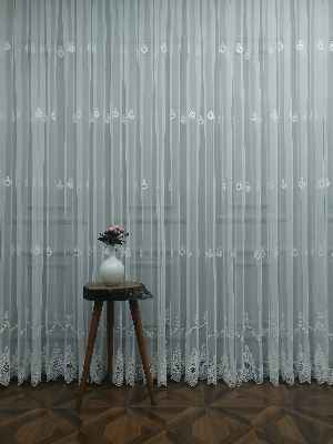 Tül Perde Geniş Etek Grek- Ekru