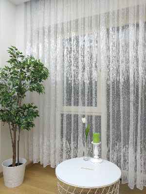 Mutfak Tül Perde Spor Desen - Ütü İstemez- Ekru