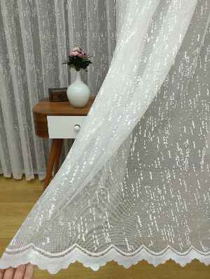 Özel Örme Dokulu Tül Perde- Ekru