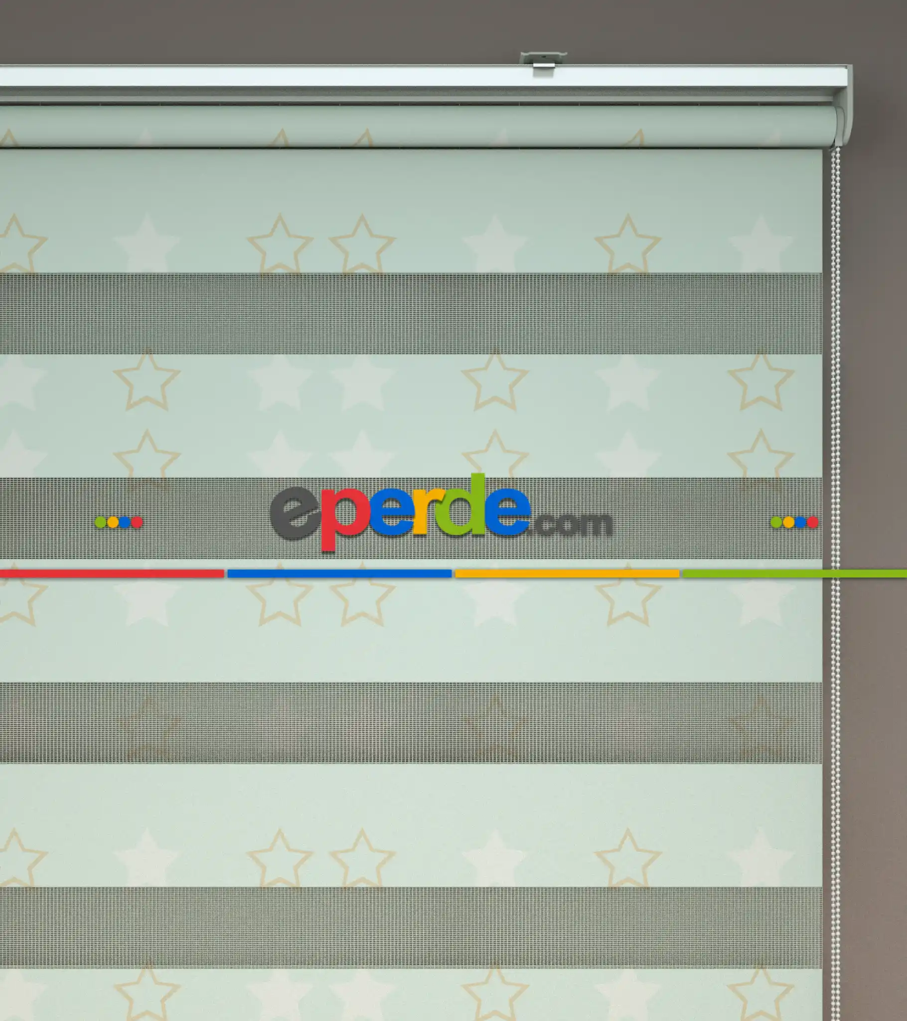 Yıldız Desenli Baskılı Zebra Perde- Çok Renkli