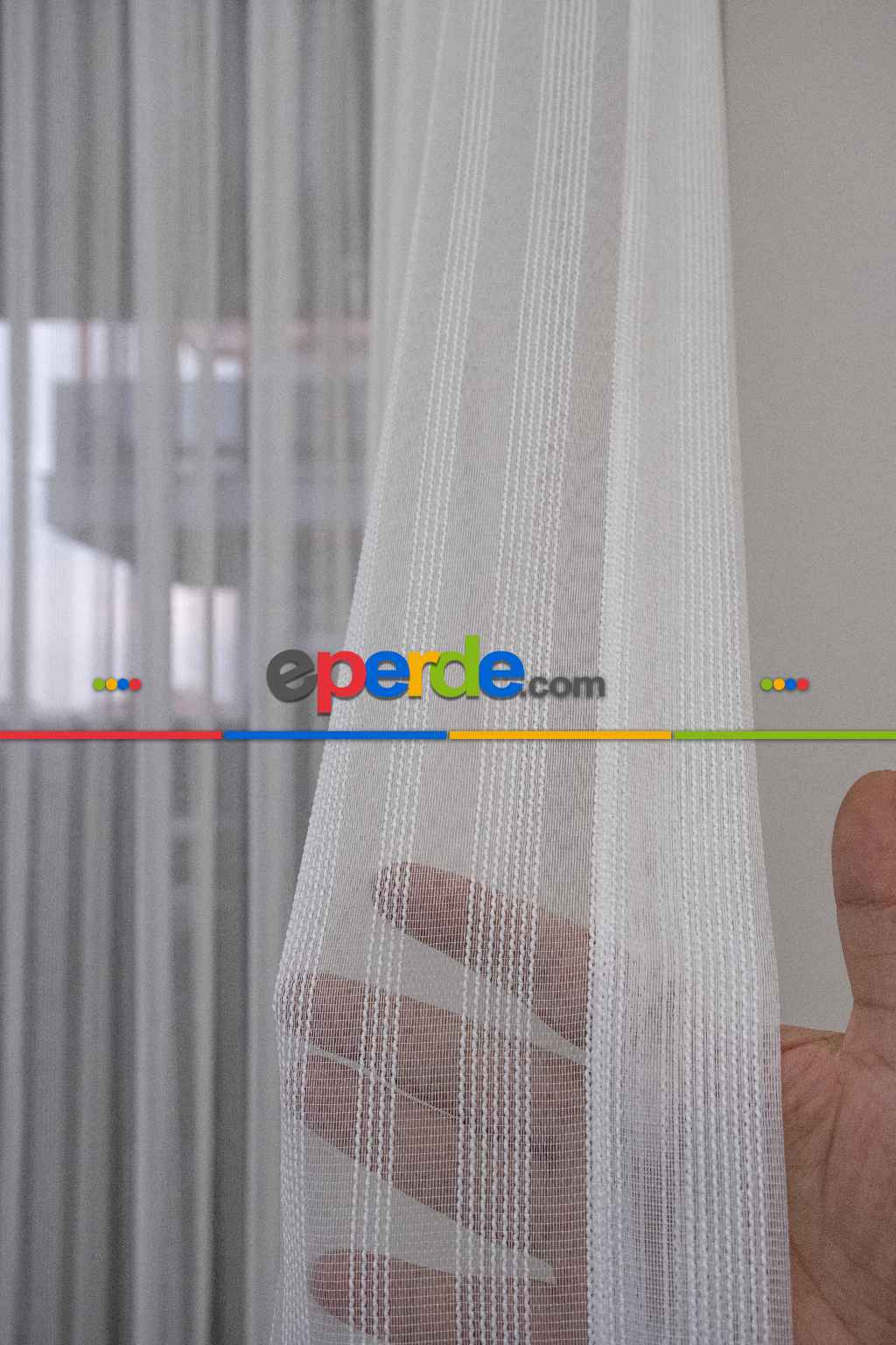 % 50 İndirimli Hazır Ölçü Düz Çizgili Tül - Ütü İstemez 761 H