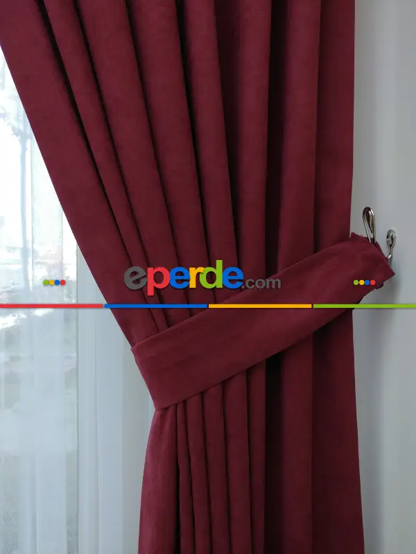 Bordo Düz Fon Perde - Bordo
