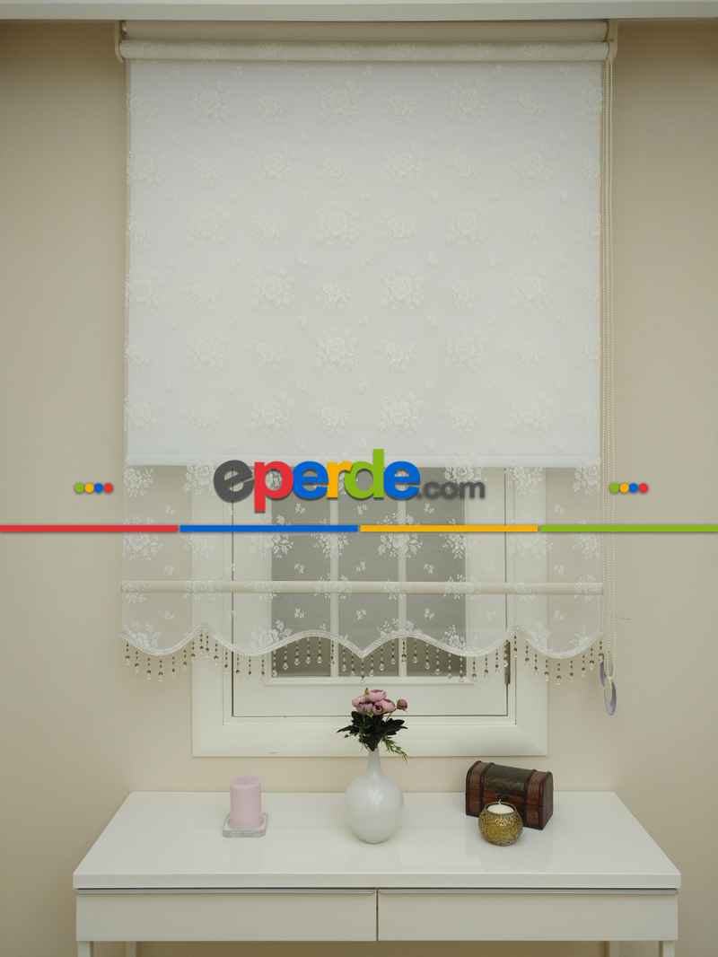 Brillant Özel Üretim - Son Kalite Çiftli Sistem Tül Perde Ve Stor Perde Tek Mekanizmada - Ekru