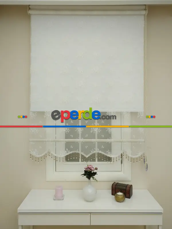 Brillant Özel Üretim - Son Kalite Çiftli Sistem Tül Perde Ve Stor Perde Tek Mekanizmada - Ekru