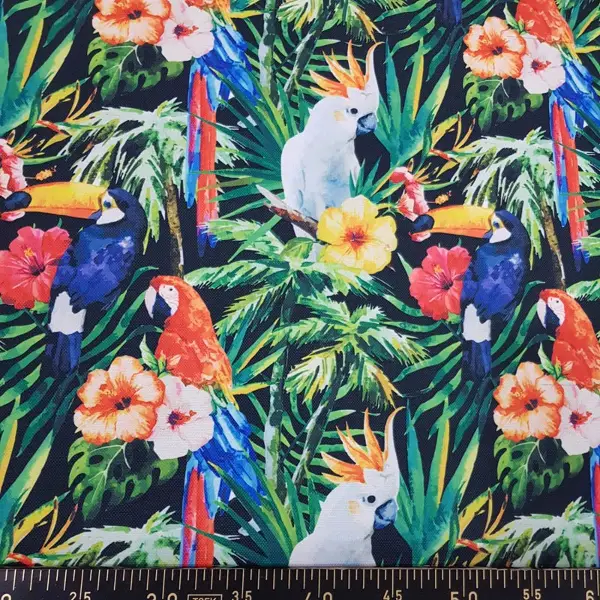 Tropikal Desenli Fon Perde K498 T - Kumaşı Kalındır Duck Bezi Değildir.- Yeşil-Çok Renkli