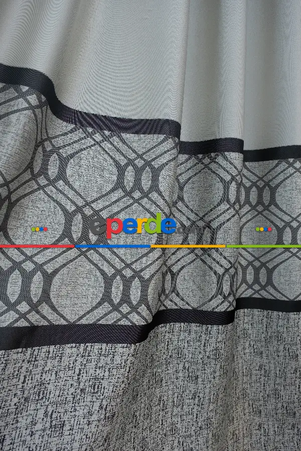 Modern Pano Fon Perde Bantlı Çift Renk - 503- Siyah-gri-füme-antrasit-bej-füme