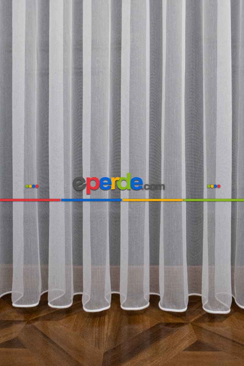 Genç Odası - Hafif Düz Keten Tül Çok Dökümlüdür - İtinalı Dikiş - Kanun Pile - Kurşunlu Tül