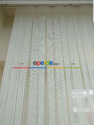 Zincir Desen Yüksek Kaliteli İpek Zemin Tül Perde- Ekru - Kurşunlu Tül