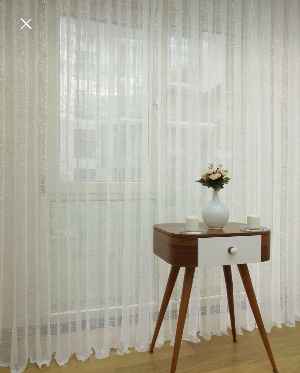 Örme Şantuk Keten Natural Desen Fransız Dantel Tül Perde