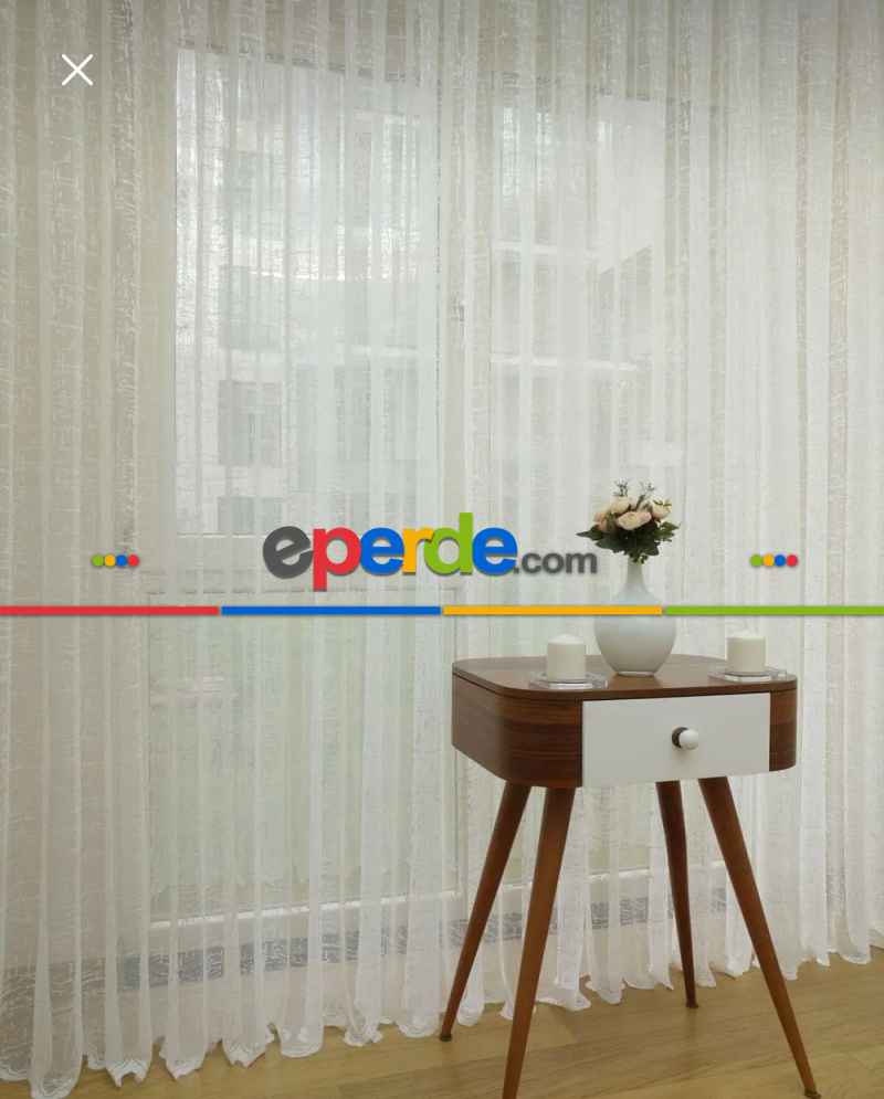 Örme Şantuk Keten Natural Desen Fransız Dantel Tül Perde