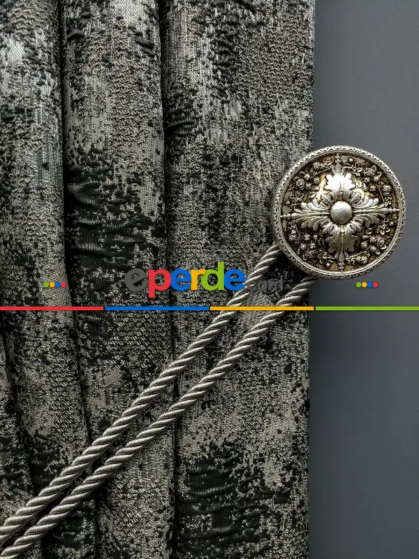 Yatak Odası - PatineDesenli Modern Desenli Jakarlı Fon Perde Yeni Seri 401- Gri-füme-antrasit-bej-füme