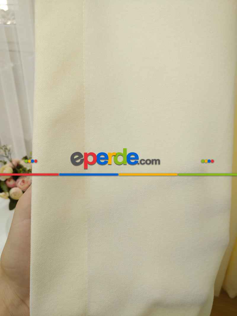 Krem Düz Fon Perde - Krem