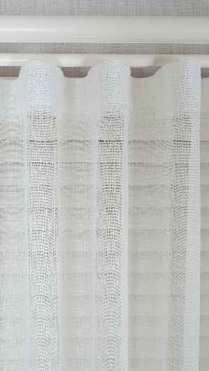 Ekru Çizgili Bantlı Keten Şantuk Tül Perde, Ağır Gramajlı Premium Seri