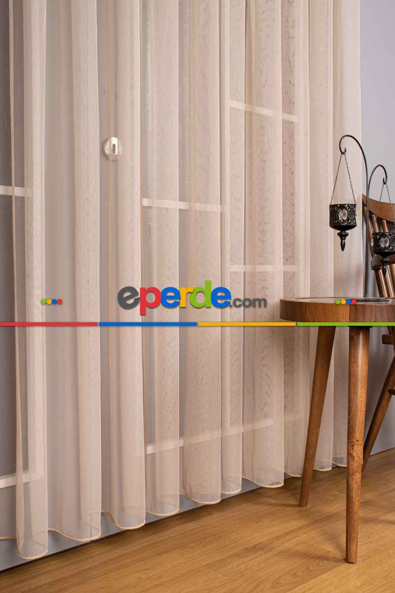 Oturma Odası - Vizon Grek Tül Perde Petek Zemin