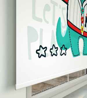 Sevimli Dinazor Desenli Özel Baskılı Stor Perde- Çok Renkli