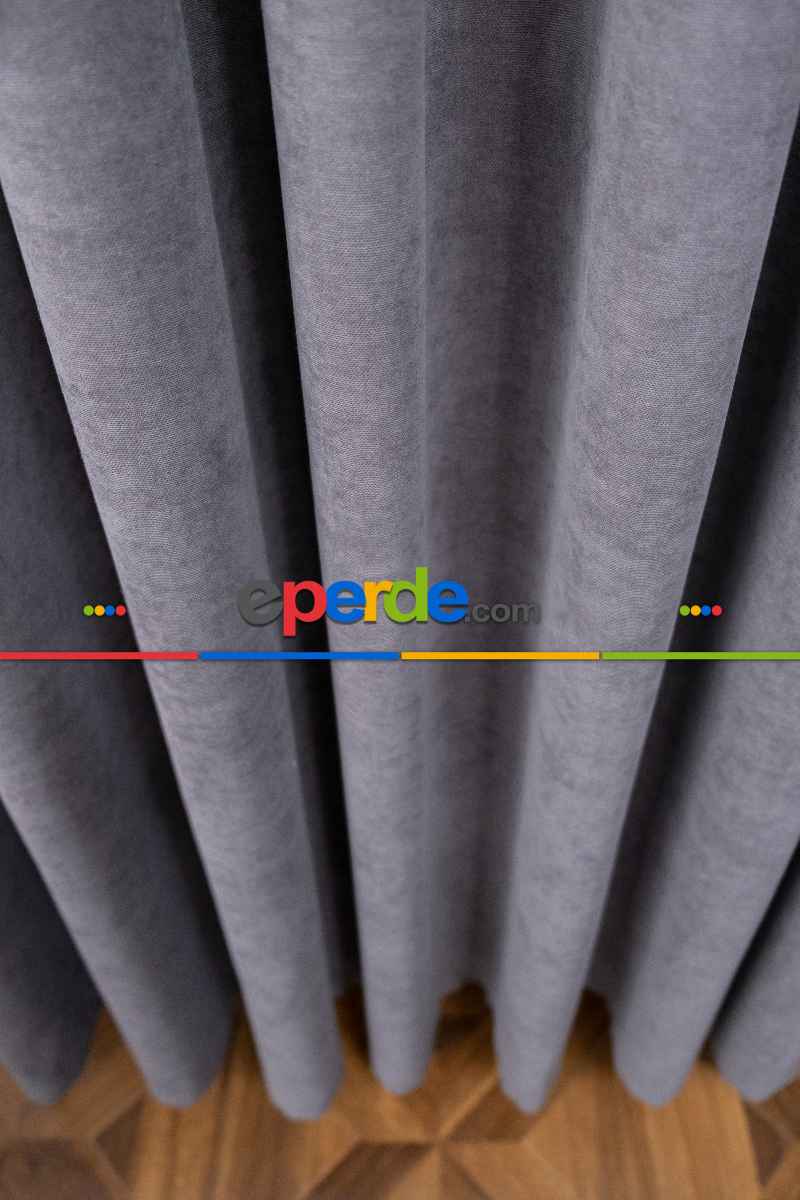 Koyu Gri Düz Fon Perde En Dökümlü Fon Perde