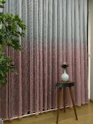 Konak Özel Seri Pembe Renk Degrade Geçişli Örme Tül Perde- Pembe Pudra Pembe-pudra