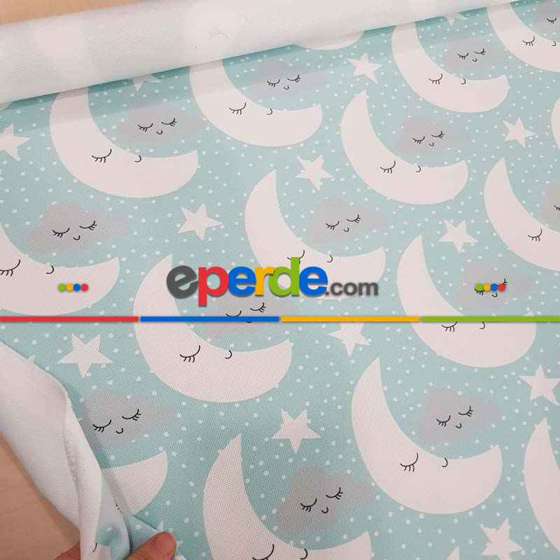 Çocuk Odası Fon Perde K443c - Kumaşı Kalındır Duck Bezi Değildir.- Mavi-Beyaz-Mavi Açık-Çok Renkli