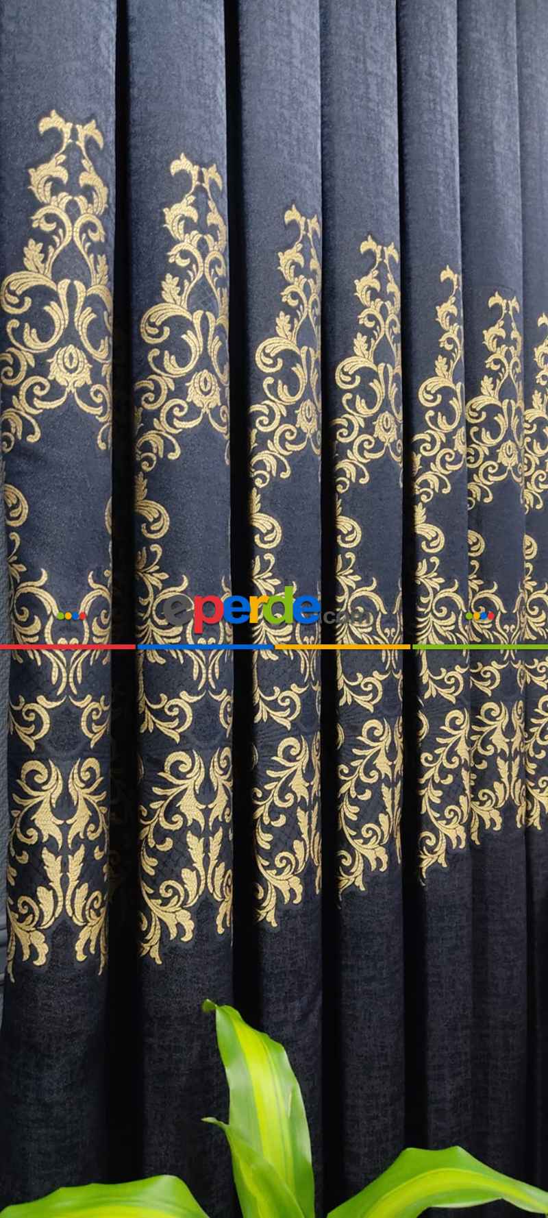 Salon Fon Perde - Lacivert Damask Desenli, Dokuma Fon Perde, Adet Fiyatıdır, İstediğiniz Boy Ölçüsünde Dikilir, Eni 50 İla 100cm Arası Seçenekler, Sık Piledir 50cm X 1cm 