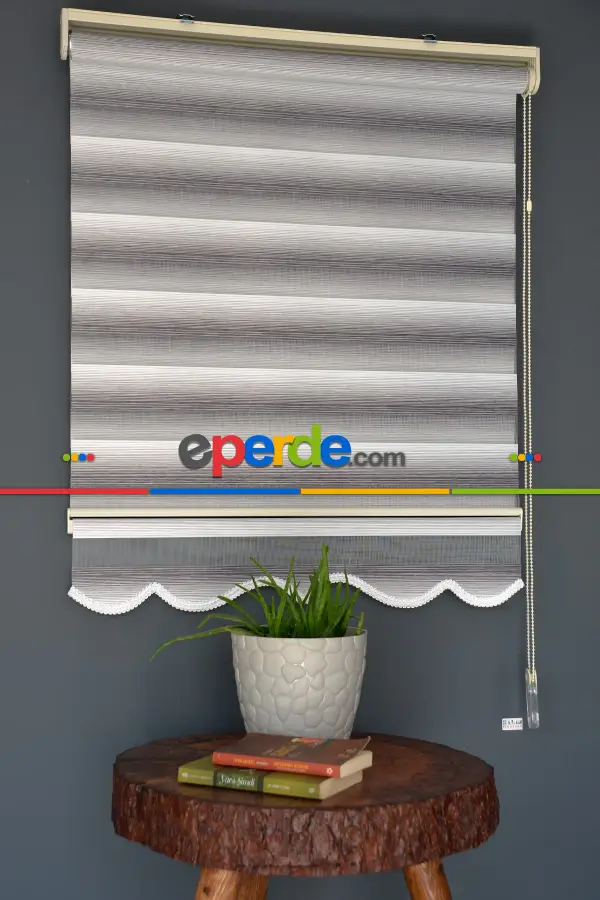 Halim Perdesan Yz-05 Beyaz & Gri Renk Etekli Veya Eteksiz Zebra Stor Perde