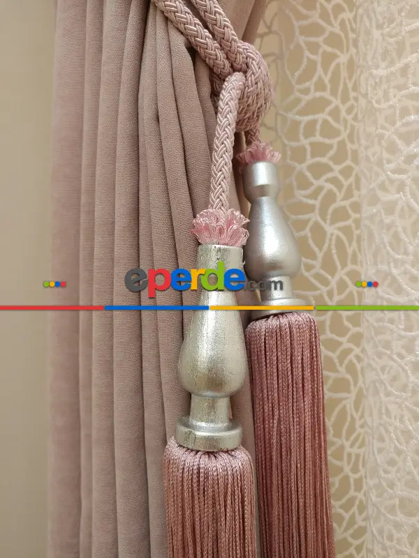 Salon Fon - Pudra Pembesi- Düz Fon Perde (  Dökümlü Fon Perde)- Pudra