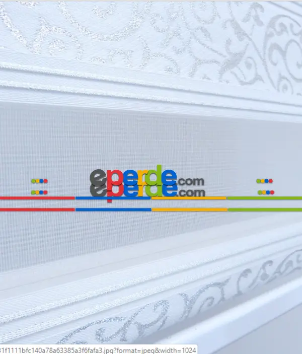 Oturma Odası - Jakarlı Zebra Perde- Beyaz-gümüş Simli