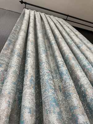 Patine Desenli Desenli Jakar Fon Perde (285 En) Turkuaz - Kahve Ve Krem Renklerinde