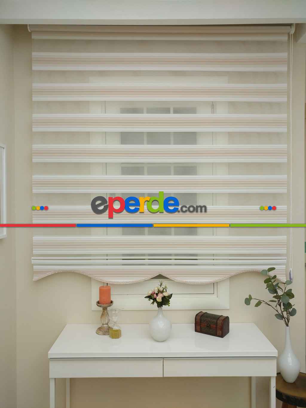 Salon Zebra Perde - Zebra Perde - Degrade Renk Geçişli Pileli Zebra Perde- Pembe Pudra Pembe