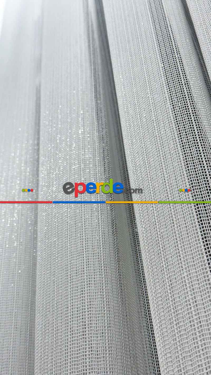 Brillant Ekru Hafif Simli File Tül Perde