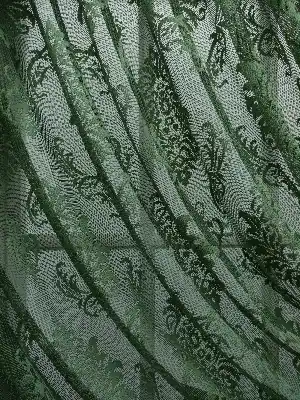 Koyu Yeşil - Damask Desenli Kruvaze Perde- Yeşil Koyu Yeşil