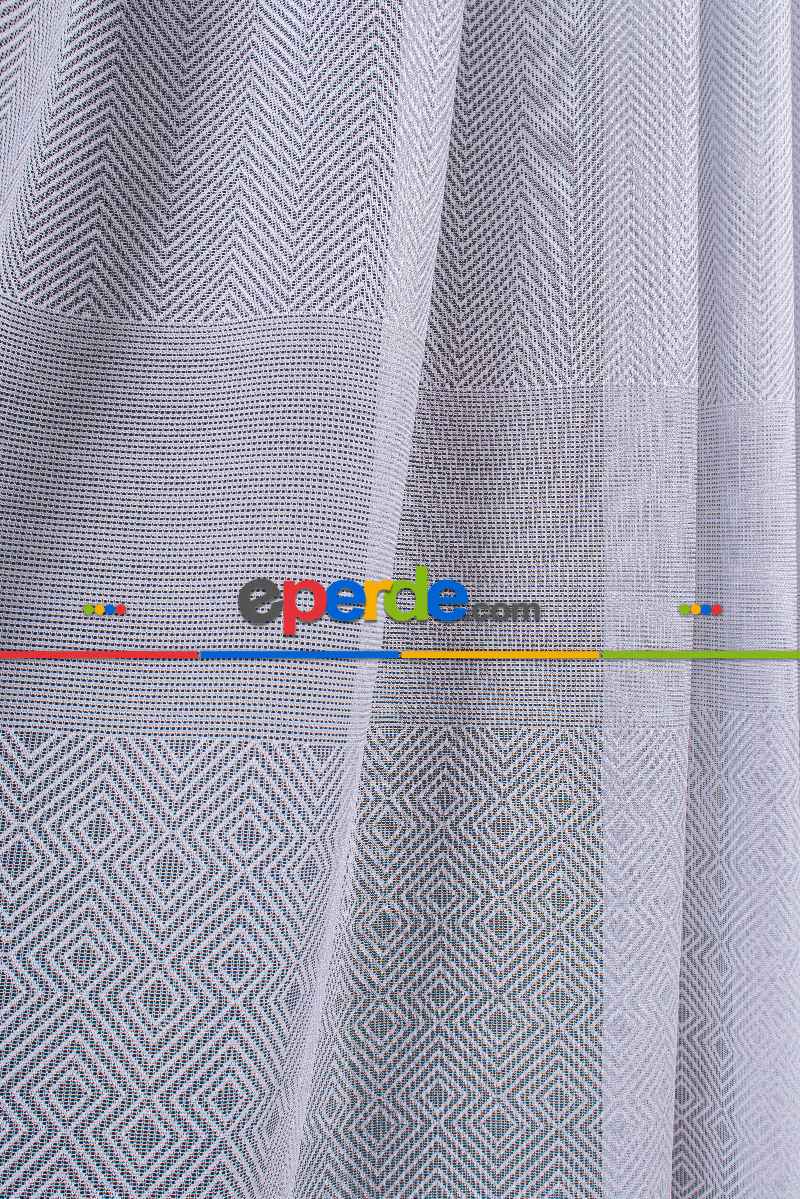 Herringbone (balık Sırtı) Örme Tül Perde - Modern Ve Minimalist Tasarım - Beyaz