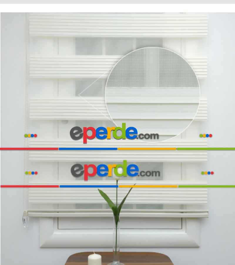 Oturma Odası - Geniş Krem Plise Zebra Perde- Krem